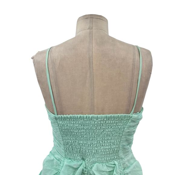 Urban Outfitters Kimchi Blue Belladonna Dress Ruched Mini Turquoise Size Medium - Picture 9 of 14